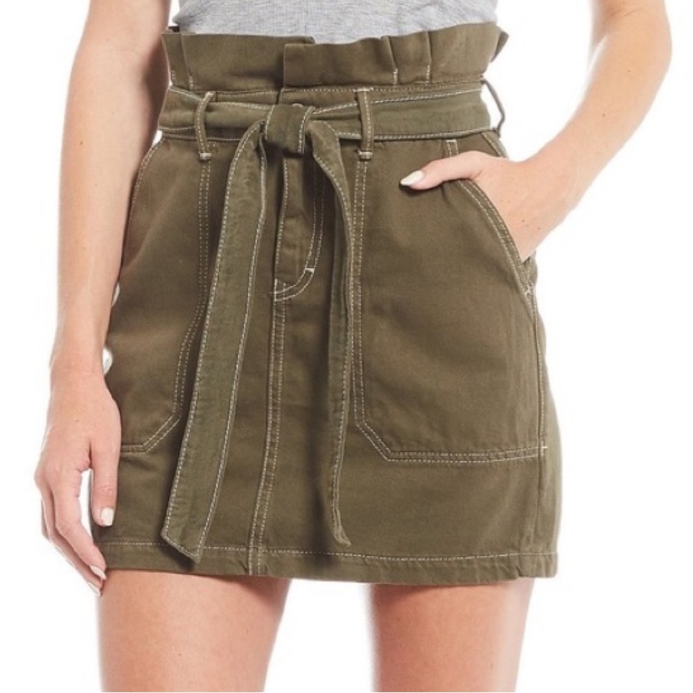 Free People Cotton Blend Tie Waist Skirt Size 12 Mini